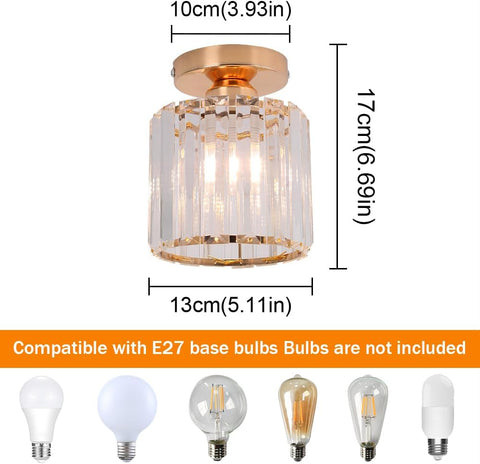 Modern Gold Crystal Flush Mount Ceiling Light Fixture for Home