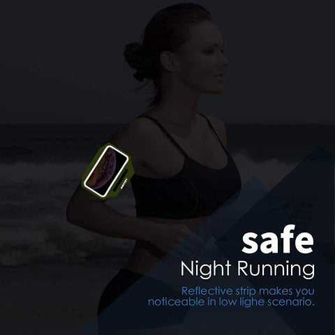 Sports Running Armband Black with Airpods Pocket Water Resistant 6.8" Green