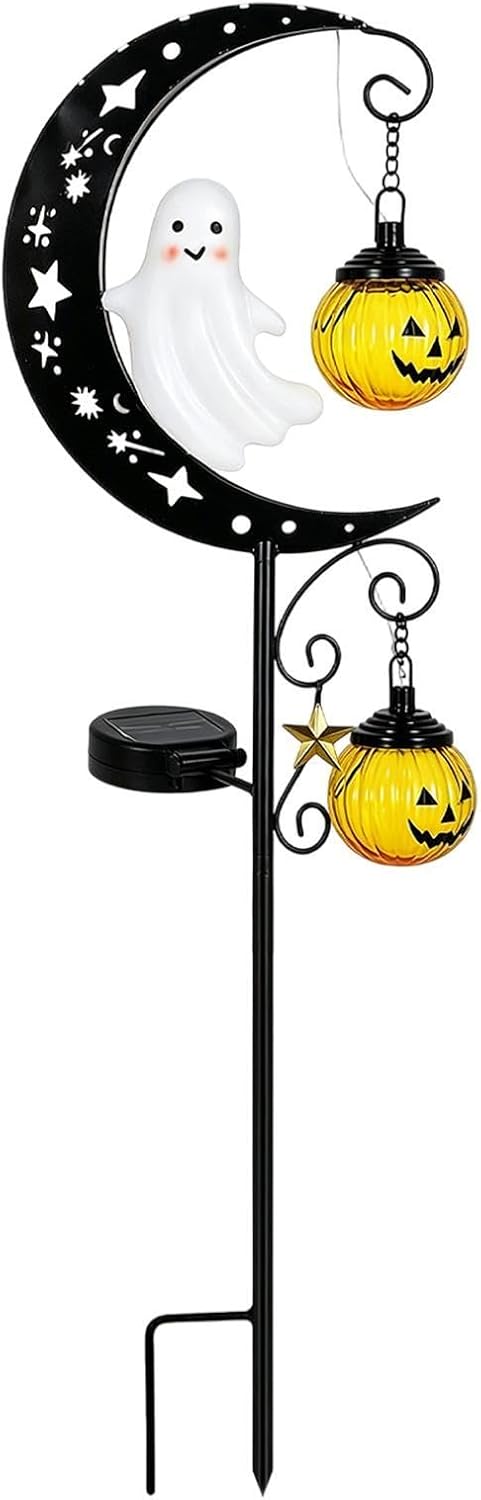 Ghost Pathway Lights, Solar Ground Stakes with Outdoor Halloween Yard Decor
