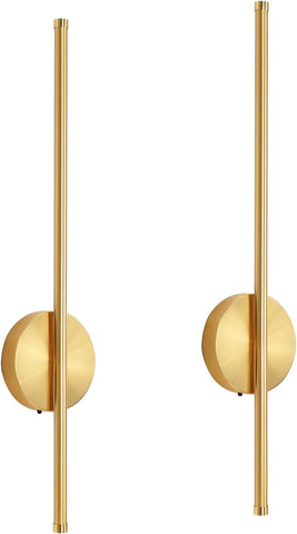 2 Pack USB Rechargeable Gold LED Wall Lights - Dimmable & Remote