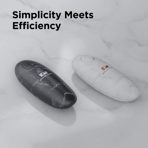 Kitchen Mama Auto 2.0 Electric Can Opener – Hands-Free, Smooth Edge, Battery Operated, Food-Safe Blade, One-Touch Use – Marble White