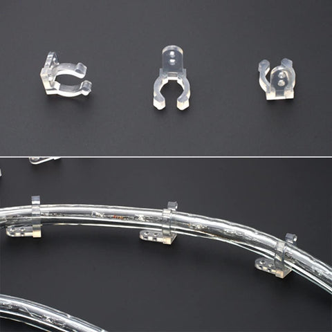 Clear plastic components on a black background