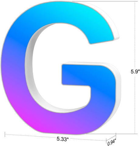 Light Up Letters USB Powered, LED Letter Lights Color Changing Alphabet Sign Gifts for Girls Women Party Birthday Decorations, APP Control, Night Light Christmas Valentine Wall Table Decor - G