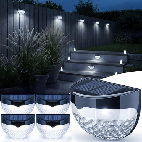 Caldarax 8 Pack Solar Fence Lights Garden, LED Decking Lights Solar Powered Waterproof Outdoor Step Light for Fence, Deck, Stair, Step, Pathway, Yard, Patio, Decoration (Cool White)