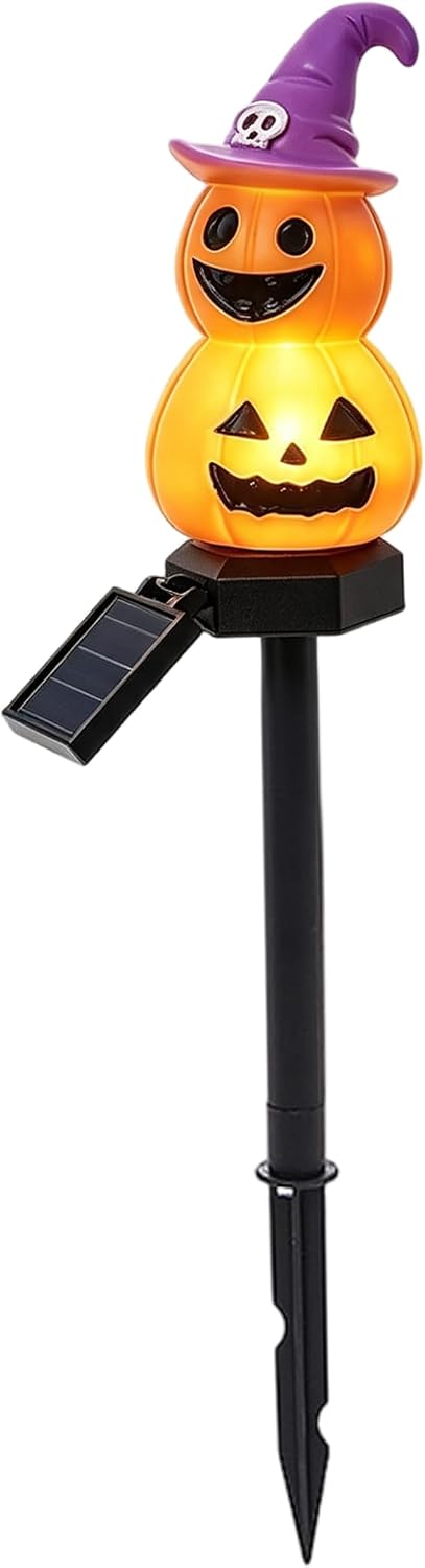 Waterproof Warm Solar Halloween Pathway Lights, Stake Lights for Garden, Walkway, Yard Decor, Spooky Outdoor Lighting, Pumpkin