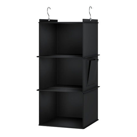 YOUDENOVA Hanging Wardrobe Organiser, 6 Shelves with Side Pockets, Grey – Make Every Shelf Count