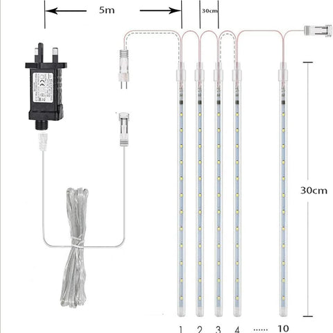 Kwaiffeo Meteor Shower Outdoor Christmas Lights 10 Tube 12 Inch White Waterproof
