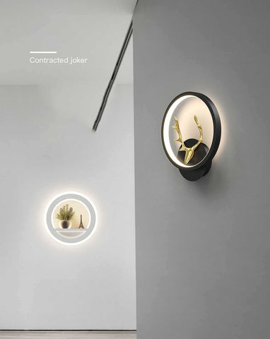 LED Indoor Wall Light, Nordic Minimalist Led Indoor Wall Light, Neutral Light Creative Geometry Wall Sconces Luminaire, Golden Deer Self (Color : A)