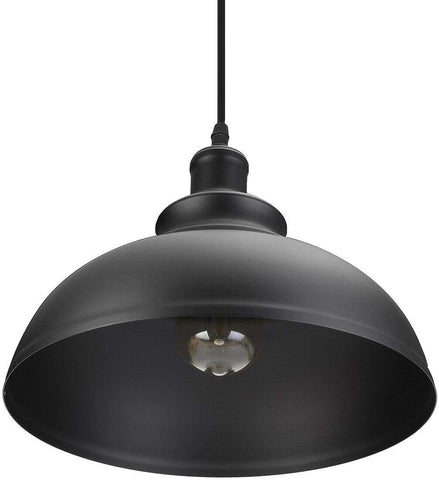 Modern Ceiling Pendant Light with Black Metal Lampshade 29cm, E27 Base & Adjustable Cable – Hanging Light for Kitchen, Bar, Living Room