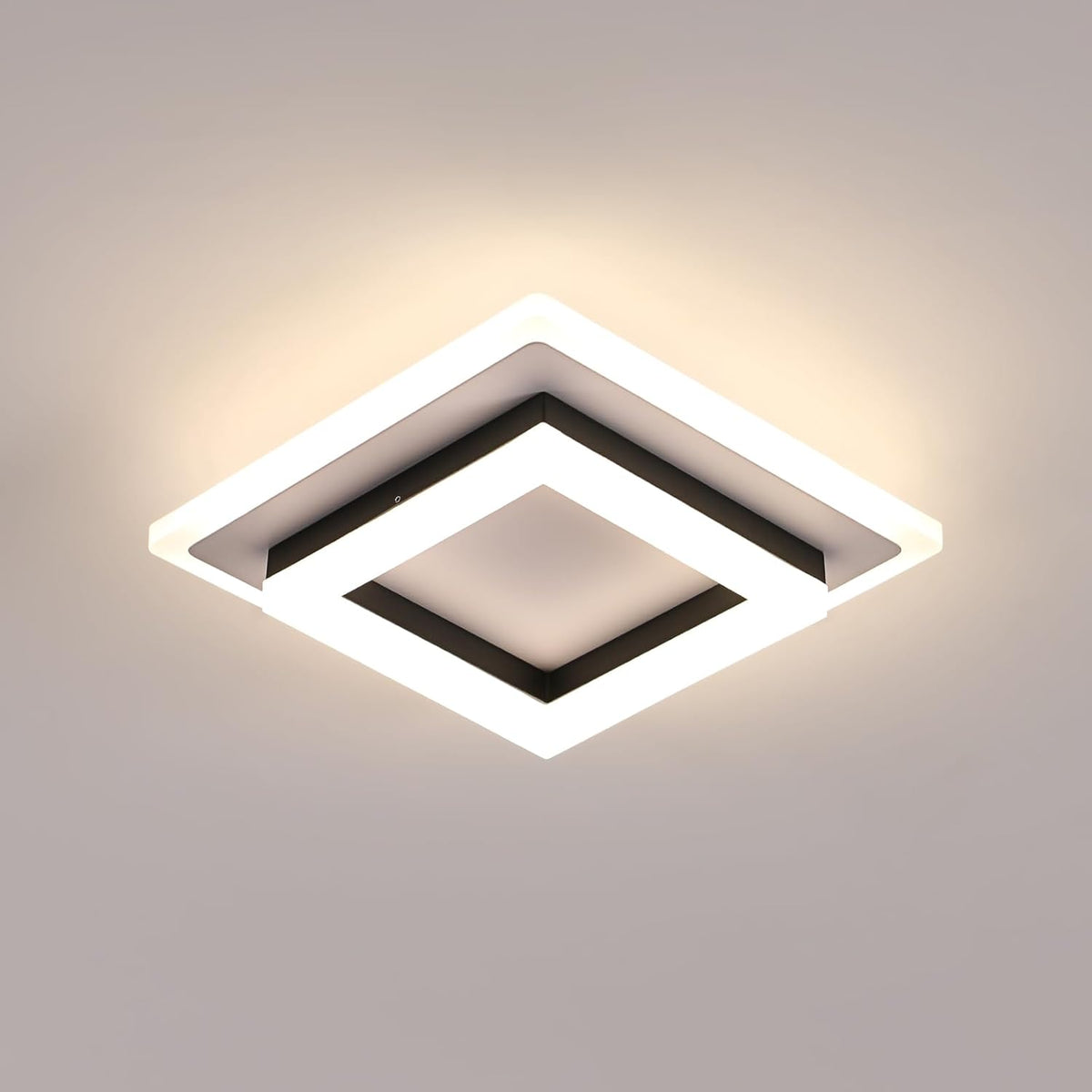 24W 2700LM Square Modern Ceiling Lamp, Bright Acrylic Ceiling Lighting Fixture for Office, Bedroom, Living Room, Kitchen, Hallway, Cold White 6500K