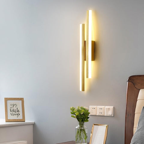 Modern LED Linear Wall Sconce 2 Pack Gold
