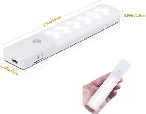 Rechargeable 18 LED Motion Sensor Night Light – Magnetic Strip, Long Battery Life – Ideal for Closet, Cabinet, Stairs, Pantry & More