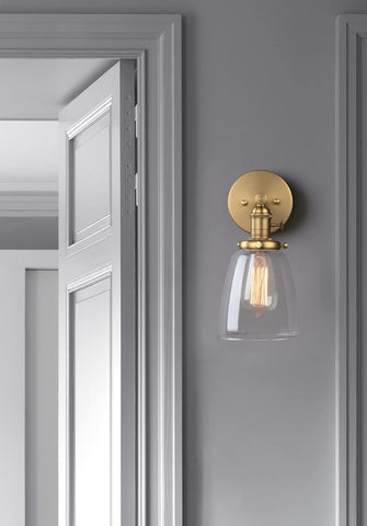 Vintage Industrial Glass Wall Sconce Antique E27