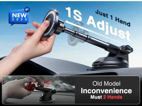 VANMASS Magnetic Car Phone Holder – 2025 Upgraded MagSafe Mount with Strong Suction for Dashboard, Windscreen, and Vent