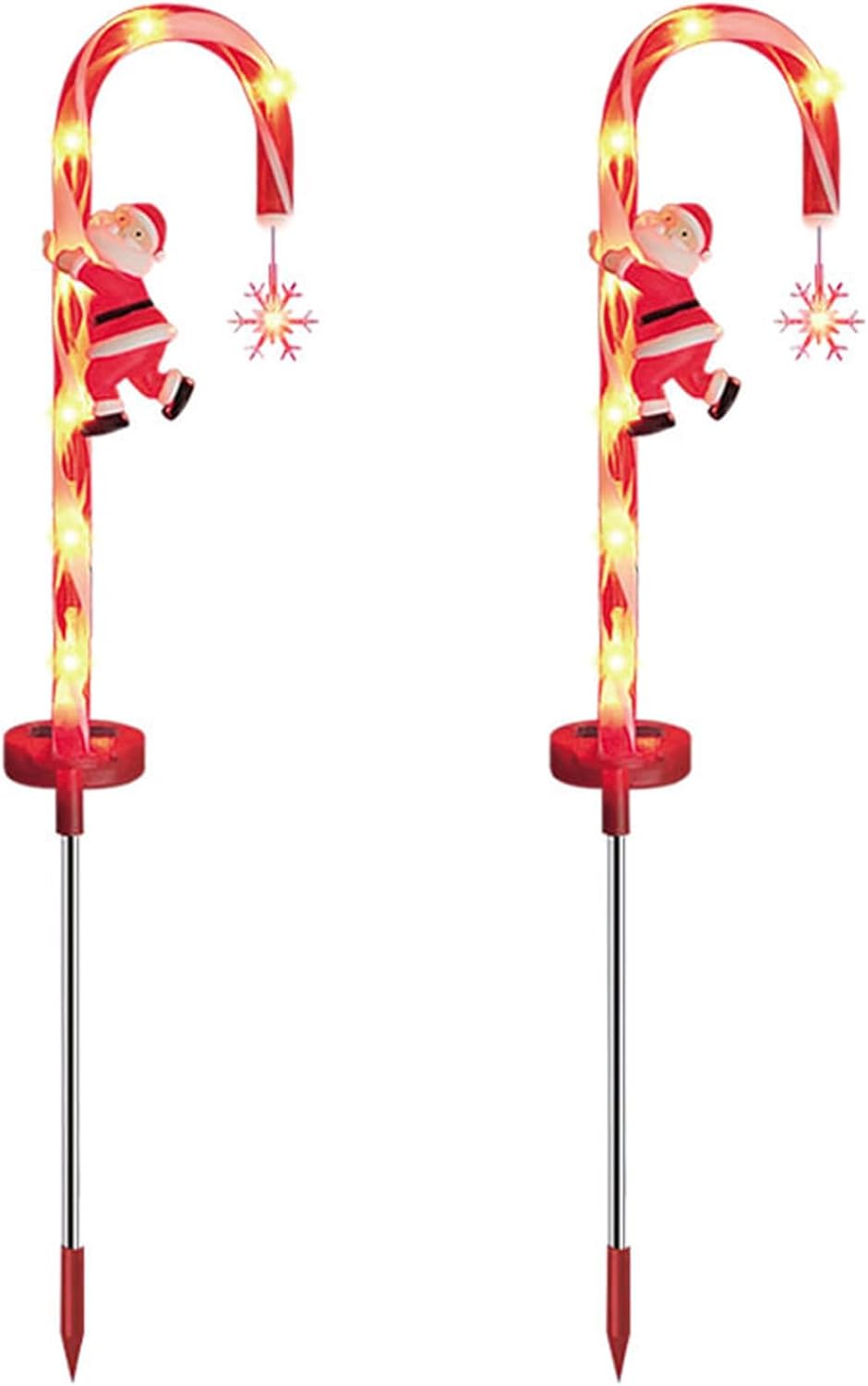 Candy Cane Christmas Decorations, Christmas Outdoor Decorations, 2PCS 8LED Solar Candy Cane Lights, 28 Inch Waterproof for Garden Lawn, Lights