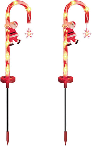Candy Cane Christmas Decorations, Christmas Outdoor Decorations, 2PCS 8LED Solar Candy Cane Lights, 28 Inch Waterproof for Garden Lawn, Lights