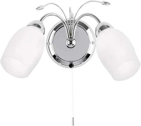Albert Chrome Twin Wall Light with Pull Cord