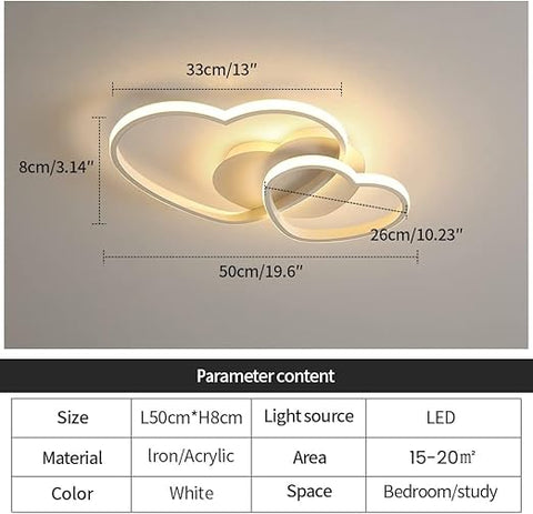 64W Heart-Shaped Dimmable LED Ceiling Light Chandelier White with Remote Control for Bedroom, Dining Room, Kitchen