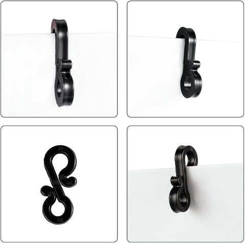 120 Pack Gutter Hooks for Outdoor Lights – Black Plastic S Hooks for Christmas Lights, Garden Decorations & Party Displays – Make Every Festive Light Feel Right at Home