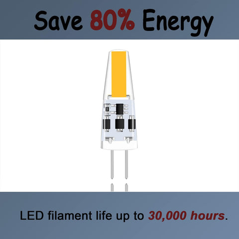 6 Pack G4 LED Bulbs 2W Warm White Energy Saving