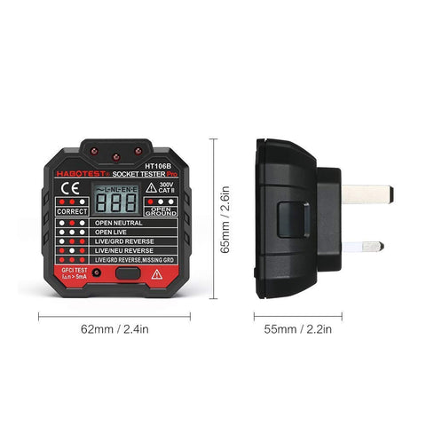 QUILLE Socket Tester Mains Outlet Tester with LCD Display Neutral Live Earth Wire Testing RCD Test - UK Plug