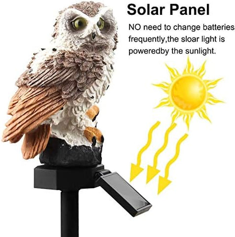 Owl Solar LED Garden Light Outdoor Waterproof Lawn Ornament, Decorative Owl Statue Solar Powered Yard Lamp for Patio, Pathway & Garden Décor (Brown)