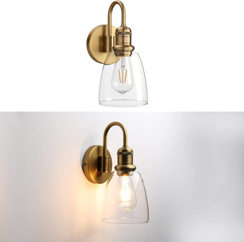 JIMUBEAM 1-Light Industrial Wall Sconce with Clear Glass Shade