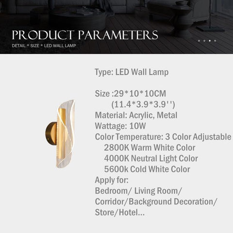10W LED Spiral Acrylic Wall Light 3 Color Adjustable