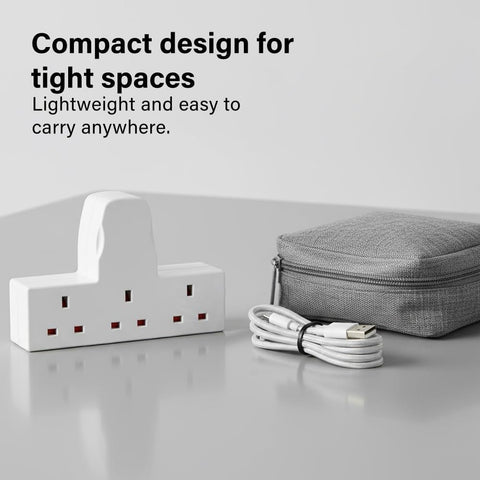 13A 3 Gang UK 3-Pin Power Adapter Multi Plug Socket Extender, Compact Cable-Free Design, BS 1363-3 Certified for Home, Kitchen & Office Use