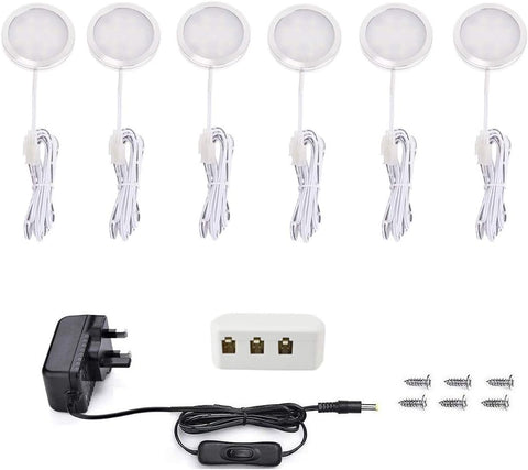 6 LED Under Cabinet Lights 1500LM Warm White Puck Lights – Kitchen Cupboard, Wardrobe & Shelf Lighting – Brighten the Dark Corners You’ve Been Missing