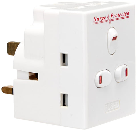 Three Socket Surge Protected Adaptor with Individual Switches