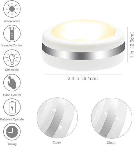 Night Lights 6 Pack Under Cabinet LED Lights with Remote Battery Powered