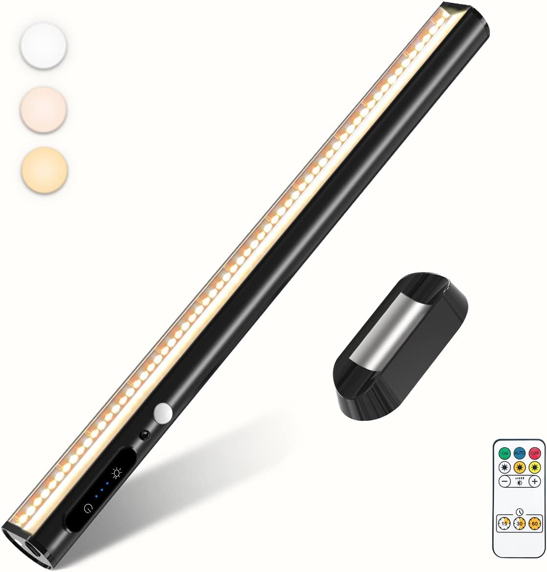 Motion Sensor LED Strip Light Bar – Rechargeable Under Cabinet Light with 3 Colour Temperatures, Dimmable 300LM LED & Remote Control - Put Light Exactly Where You Need It