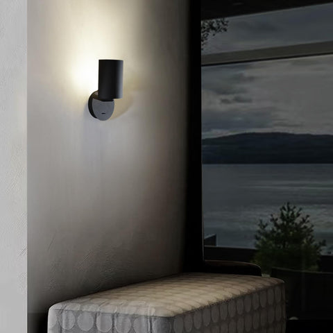 Modern Aluminium Wall Lamp with Black Switch, 90° Swivel Lampshade, E14 Bulb, for Bedroom, Living Room, Hallway, Hotel