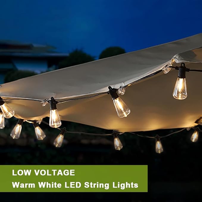 Outdoor Festoon Lights Mains Powered 45.7m / 150ft Garden String Lights Waterproof with 73+3pcs LED Bulbs Shatterproof Vintage Dimmable for Outside Fence Terrace Gazebo Wedding Festival
