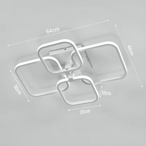 Ceiling light fixture with dimensions on a gray background