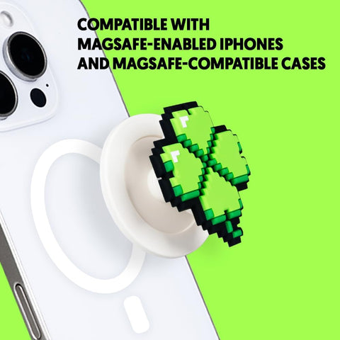 3D Pixel Art MagSafe Phone Grip & Stand – Red Love Heart Emoji White