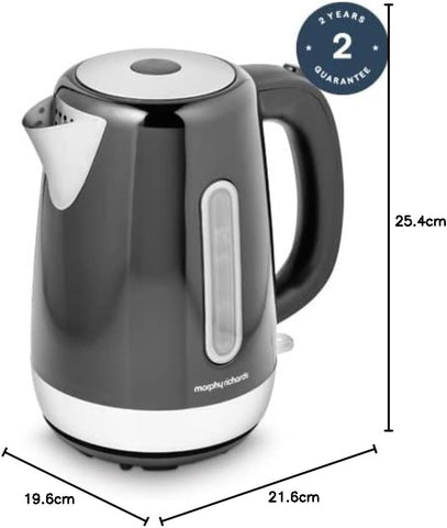 Equip 1.7L Jug Kettle – 3kW Rapid Boil, Stainless Steel, Removable Filter, Easy View Water Gauge, Black