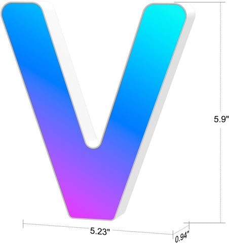 Light Up Letters USB Powered, LED Letter Lights Color Changing Alphabet Sign Gifts for Girls Women Party Birthday Decorations, APP Control, Night Light Christmas Valentine Wall Table Decor - V