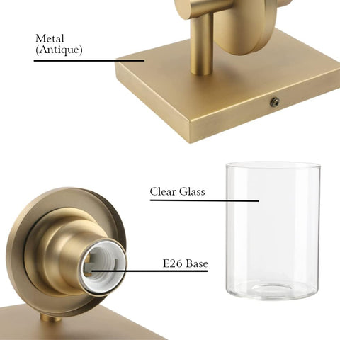 Modern Glass Cylinder Wall Sconce Antique Finish