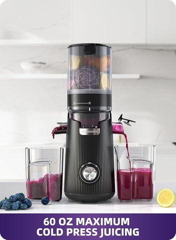 135mm Wide Chute Cold Press Juicer 300W BPA-Free Easy Clean Black