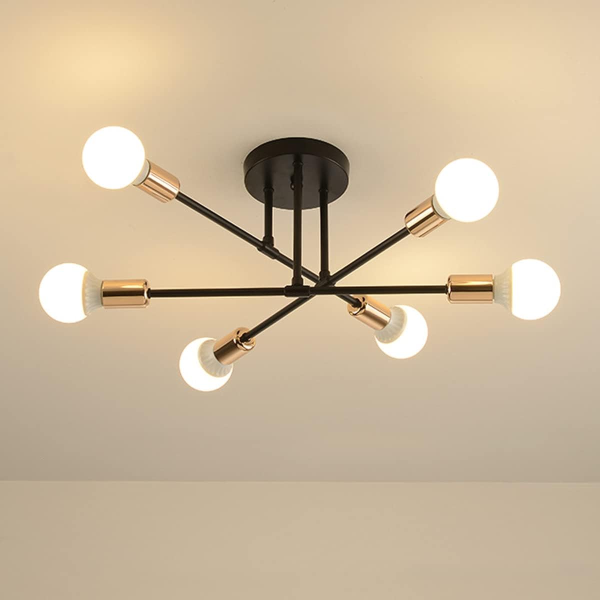 Modern ceiling light fixture with multiple bulbs on a neutral background