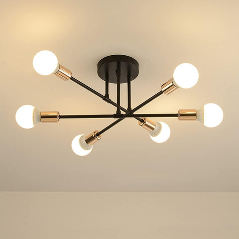 Modern ceiling light fixture with multiple bulbs on a neutral background