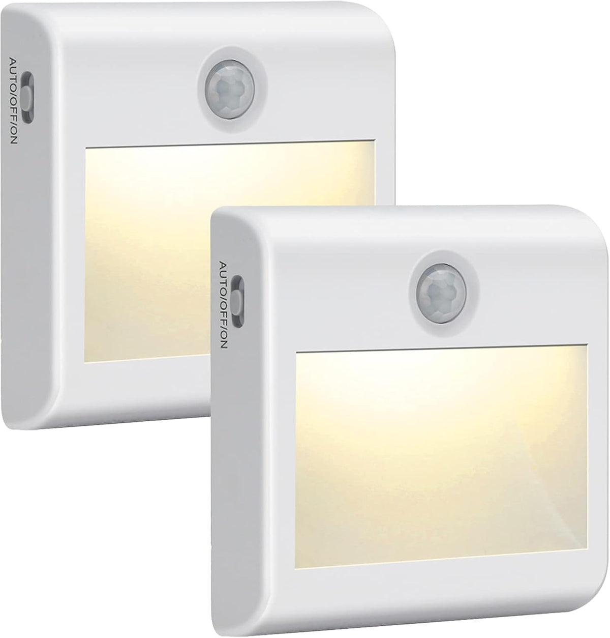 Motion Sensor Night Lights, [2 Pack] Stick-On Night Lights with 3 Modes (AUTO/ON/Off), Built-in Magnet, Battery Powered Cupboard Lights for Stair, Hallway, Wardrobe, Closet, Cabinet, Warm White