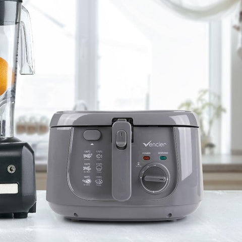 2.5L Electric Deep Fryer with Non-Stick Coating, Viewing Window & Mesh Basket – Compact Countertop Fryer (Grey)