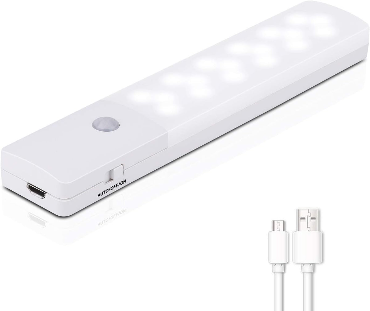 Rechargeable 18 LED Motion Sensor Night Light – Magnetic Strip, Long Battery Life – Ideal for Closet, Cabinet, Stairs, Pantry & More