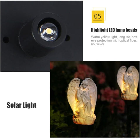 Solar Angel Light Outdoor Waterproof Resin Angel Stake Lights for Outdoor Garden Light Decoration