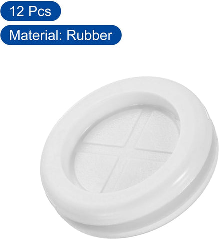 12Pcs Rubber Grommets 1-1/8" (28mm) Drill Hole, 7/8" (22mm) ID Double Sided Hole Plugs Ring Gasket for Firewall Cable Wire Protecting, White
