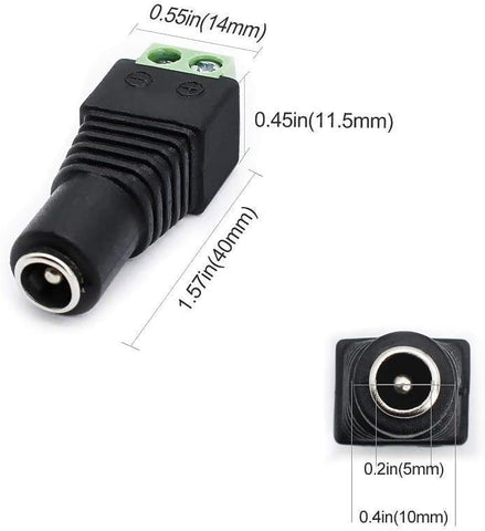 LightingWill 10 Pack 5.5 X 2.1mm Barrel Power 12V Female DC Jack Power Connector Adapter Plug for CCTV Security Camera LED Strip