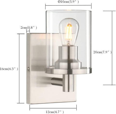 Modern Glass Cylinder Wall Sconce Brushed Finish
